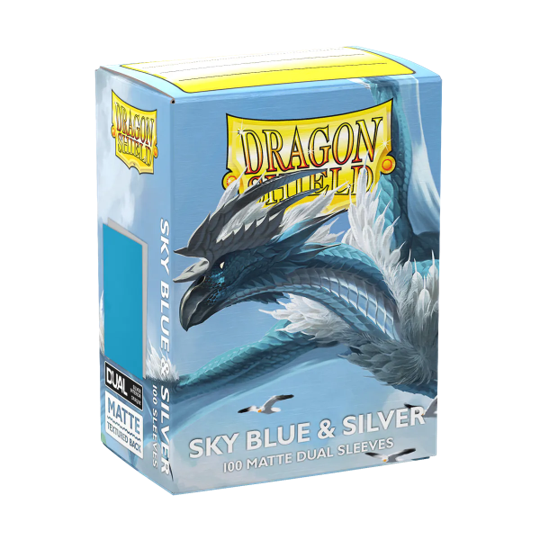 DRAGON SHIELD STANDARD SIZE SLEEVES SKY BLUE & SILVER - MATTE DUAL 100CT