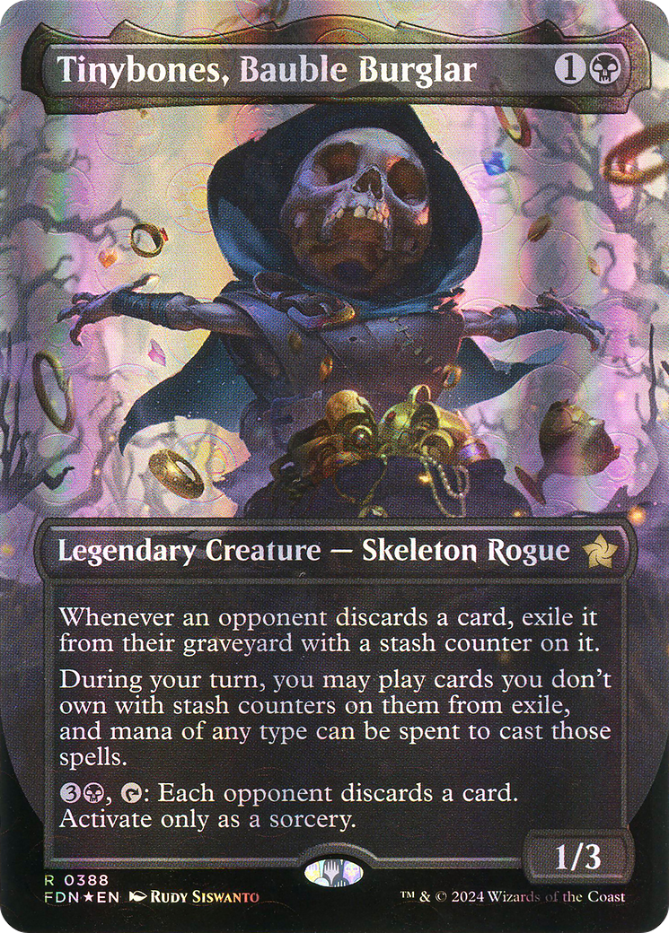 Tinybones, Bauble Burglar (Borderless) (Mana Foil) [Foundations]