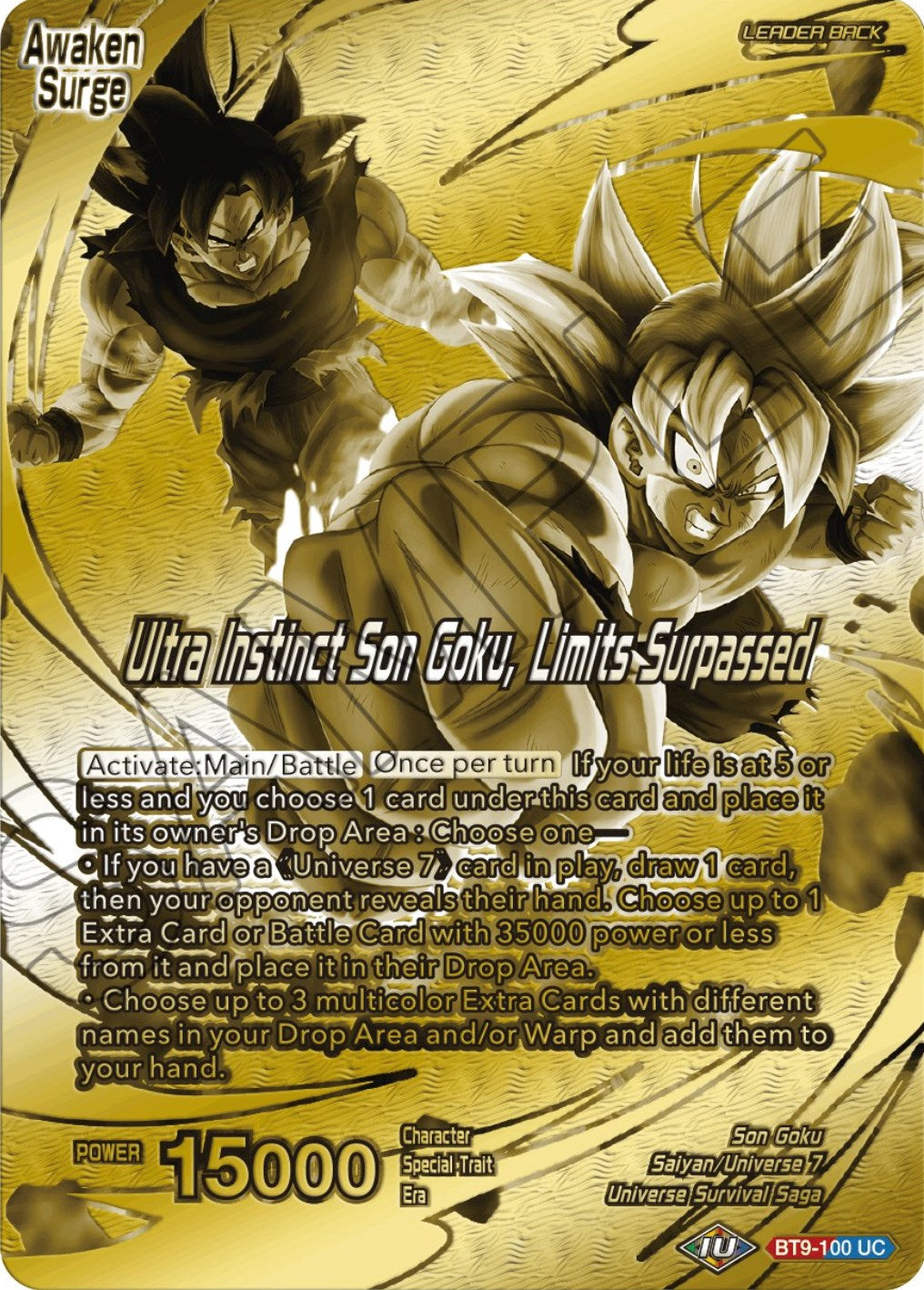 Son Goku // Ultra Instinct Son Goku, Limits Surpassed (Championship 2023 Golden Card Vol.2, Version 1) (BT9-100) [Tournament Promotion Cards]