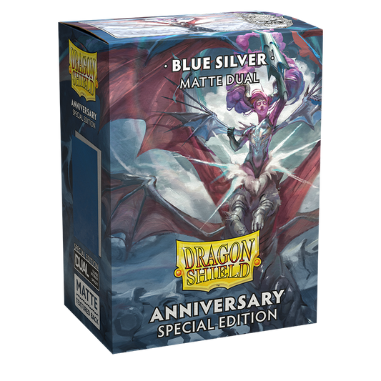 DRAGON SHIELD STANDARD SIZE SLEEVES BLUE SILVER - MATTE DUAL ANNIVERSARY 100CT