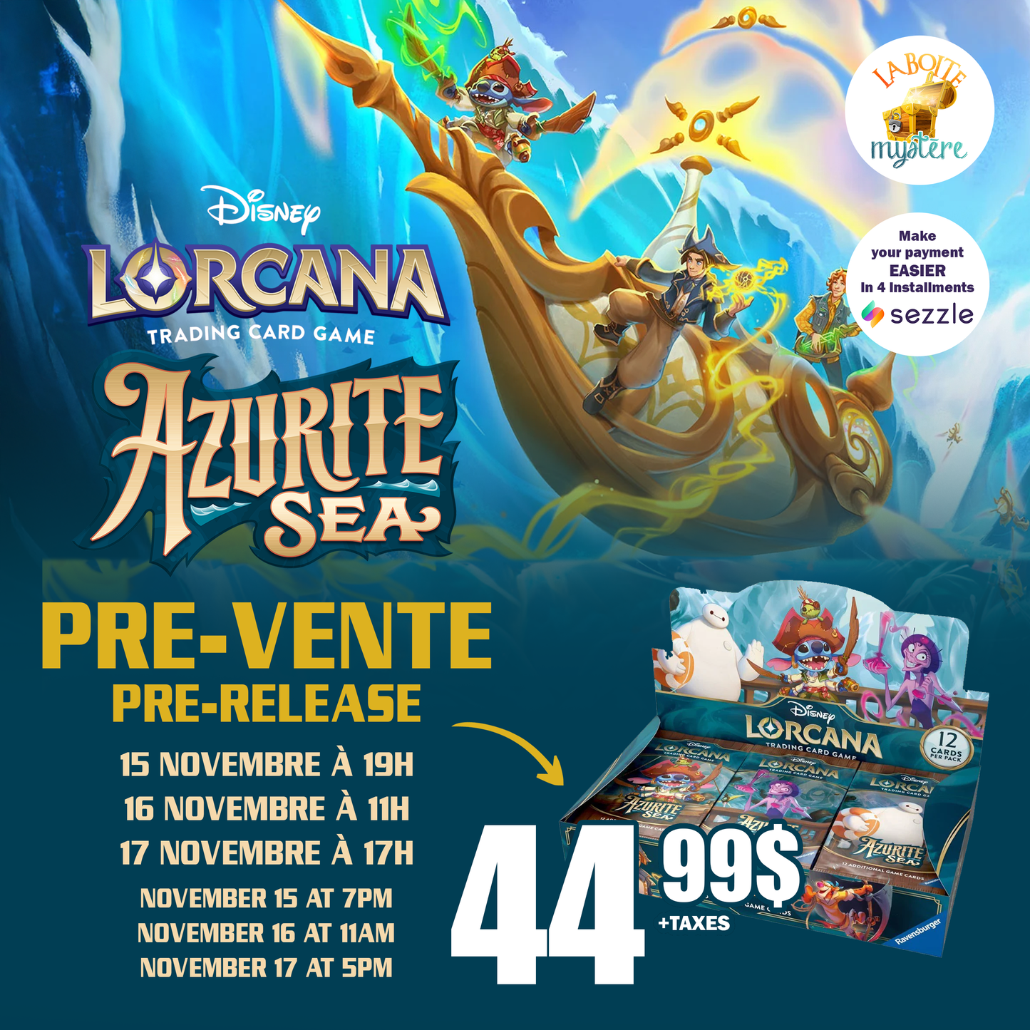 Prerelease / L'avant-première Lorcana Azurite (Le Samedi le 16 Octobre 2024 à 11h)