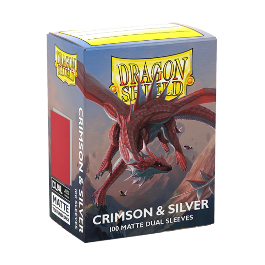 DRAGON SHIELD STANDARD SIZE SLEEVES CRIMSON & SILVER - MATTE DUAL 100CT