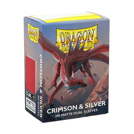 DRAGON SHIELD STANDARD SIZE SLEEVES CRIMSON & SILVER - MATTE DUAL 100CT