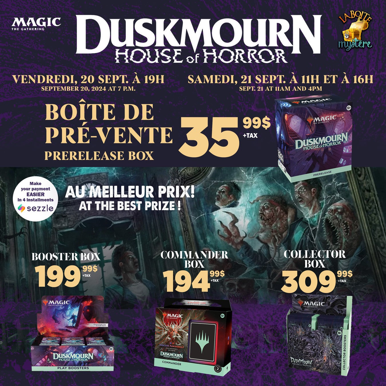 Prerelease / L'avant-première  Duskmourn ( Vendredi 20 septembre 2024 à 19H)