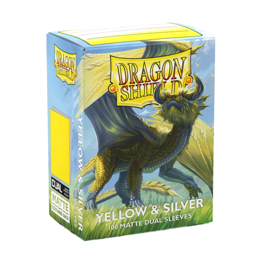 DRAGON SHIELD STANDARD SIZE SLEEVES YELLOW & SILVER - MATTE DUAL 100CT