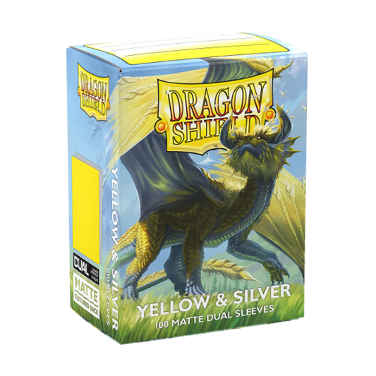 DRAGON SHIELD STANDARD SIZE SLEEVES YELLOW & SILVER - MATTE DUAL 100CT