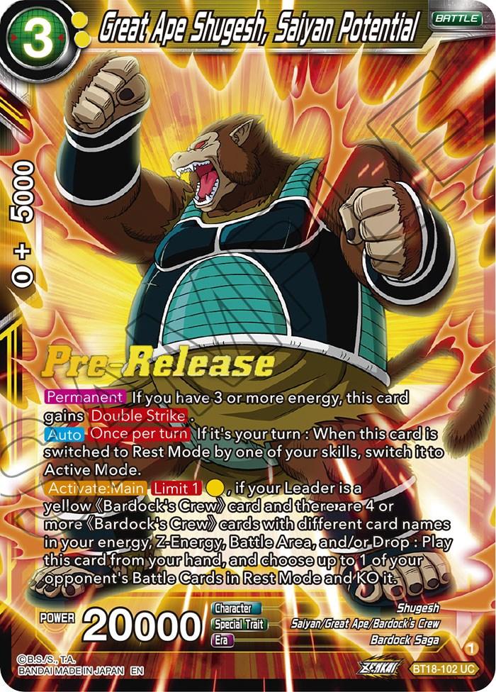 Great Ape Shugesh, Saiyan Potential (BT18-102) [Dawn of the Z-Legends Prerelease Promos] - La Boîte Mystère ( The Mystery Box)