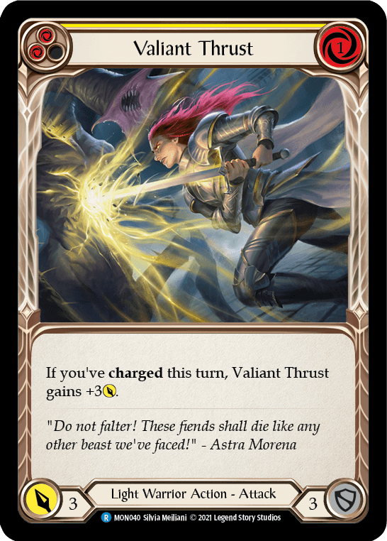 Valiant Thrust (Yellow) [MON040-RF] 1st Edition Rainbow Foil - La Boîte Mystère ( The Mystery Box)