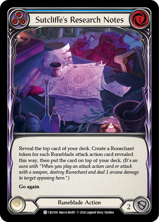 Sutcliffe's Research Notes (Blue) [CRU156] 1st Edition Normal - La Boîte Mystère ( The Mystery Box)