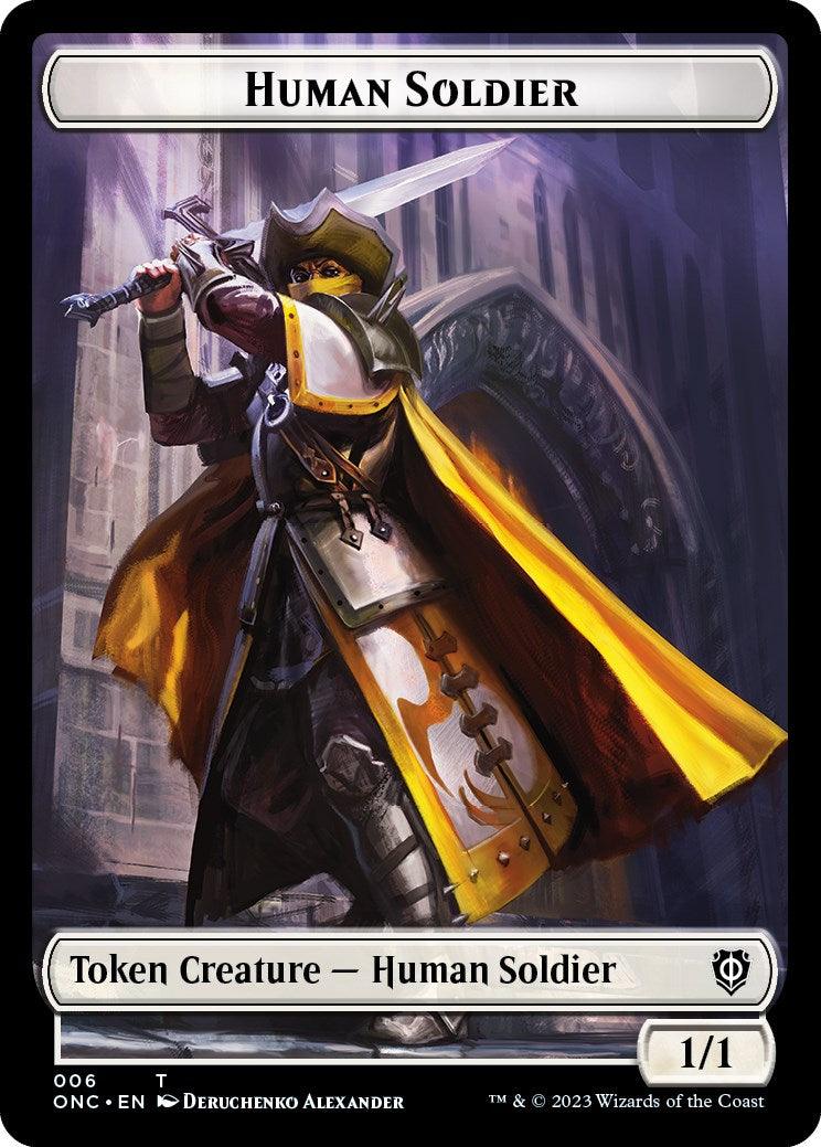 Human Soldier // Elephant Double-Sided Token [Phyrexia: All Will Be One Commander Tokens] - La Boîte Mystère ( The Mystery Box)