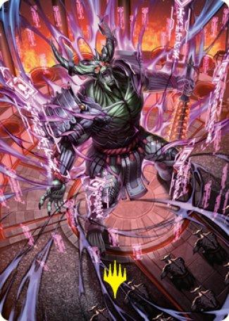 Hidetsugu, Devouring Chaos Art Card (Gold-Stamped Signature) [Kamigawa: Neon Dynasty Art Series] - La Boîte Mystère ( The Mystery Box)