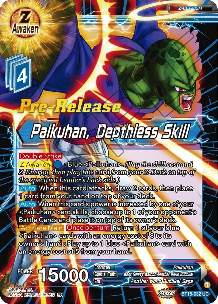 Paikuhan, Depthless Skill (BT18-032) [Dawn of the Z-Legends Prerelease Promos] - La Boîte Mystère ( The Mystery Box)