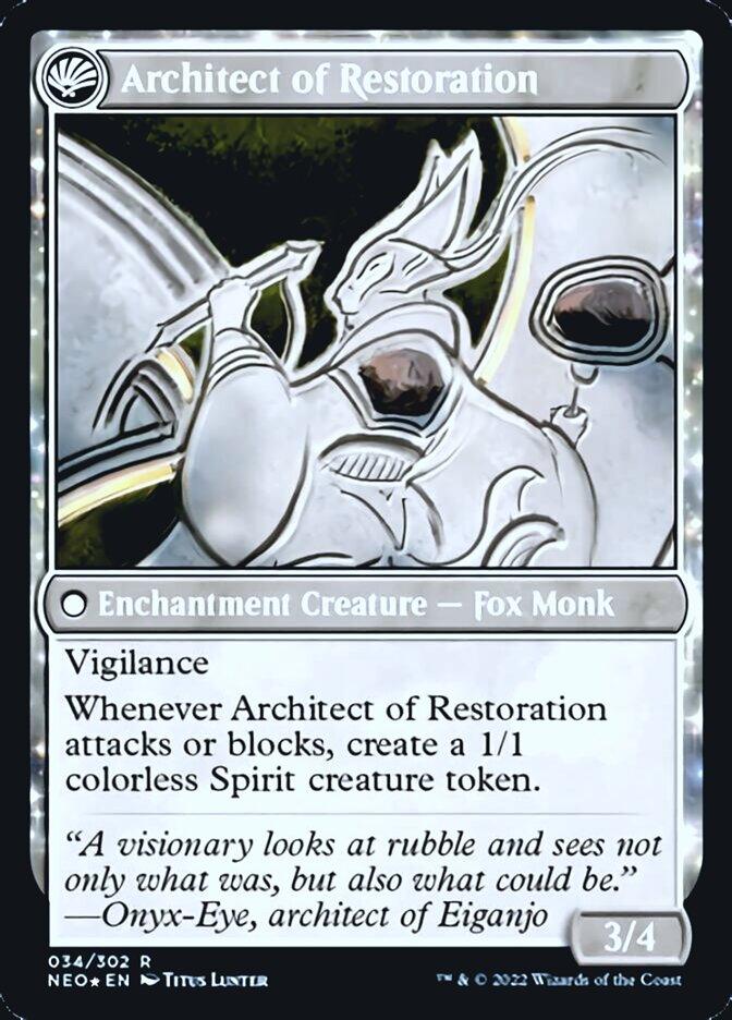 The Restoration of Eiganjo // Architect of Restoration [Kamigawa: Neon Dynasty Prerelease Promos] - La Boîte Mystère ( The Mystery Box)
