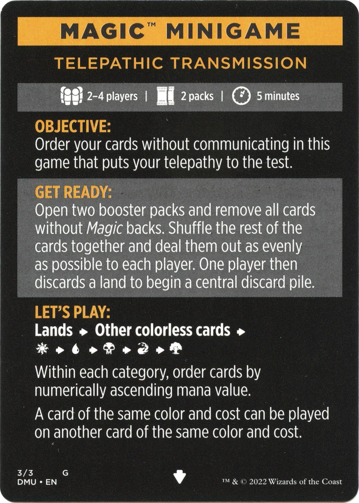 Telepathic Transmission (Magic Minigame) [Dominaria United Minigame] - La Boîte Mystère ( The Mystery Box)