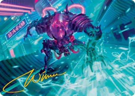 Surgehacker Mech Art Card (Gold-Stamped Signature) [Kamigawa: Neon Dynasty Art Series] - La Boîte Mystère ( The Mystery Box)