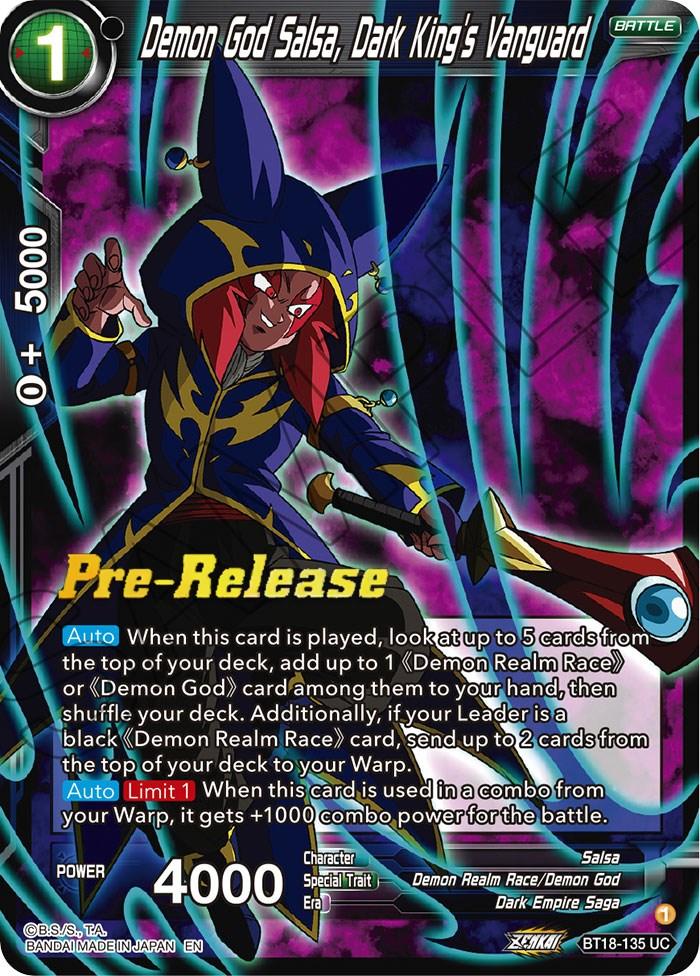 Demon God Salsa, Dark King's Vanguard (BT18-135) [Dawn of the Z-Legends Prerelease Promos] - La Boîte Mystère ( The Mystery Box)