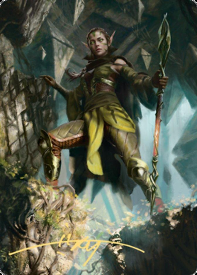 Nissa of Shadowed Boughs 1 Art Card (Gold-Stamped Signature) [Zendikar Rising Art Series] - La Boîte Mystère ( The Mystery Box)