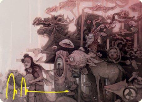March of Burgeoning Life Art Card (Gold-Stamped Signature) [Kamigawa: Neon Dynasty Art Series] - La Boîte Mystère ( The Mystery Box)