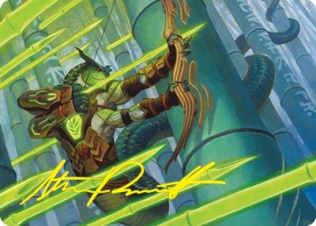 Bamboo Grove Archer Art Card (Gold-Stamped Signature) [Kamigawa: Neon Dynasty Art Series] - La Boîte Mystère ( The Mystery Box)