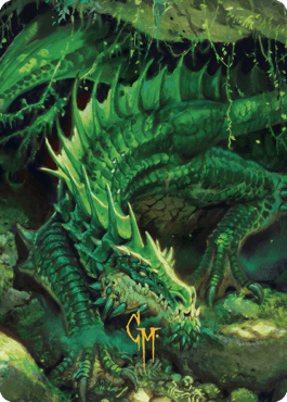 Lurking Green Dragon Art Card (Gold-Stamped Signature) [Commander Legends: Battle for Baldur's Gate Art Series] - La Boîte Mystère ( The Mystery Box)