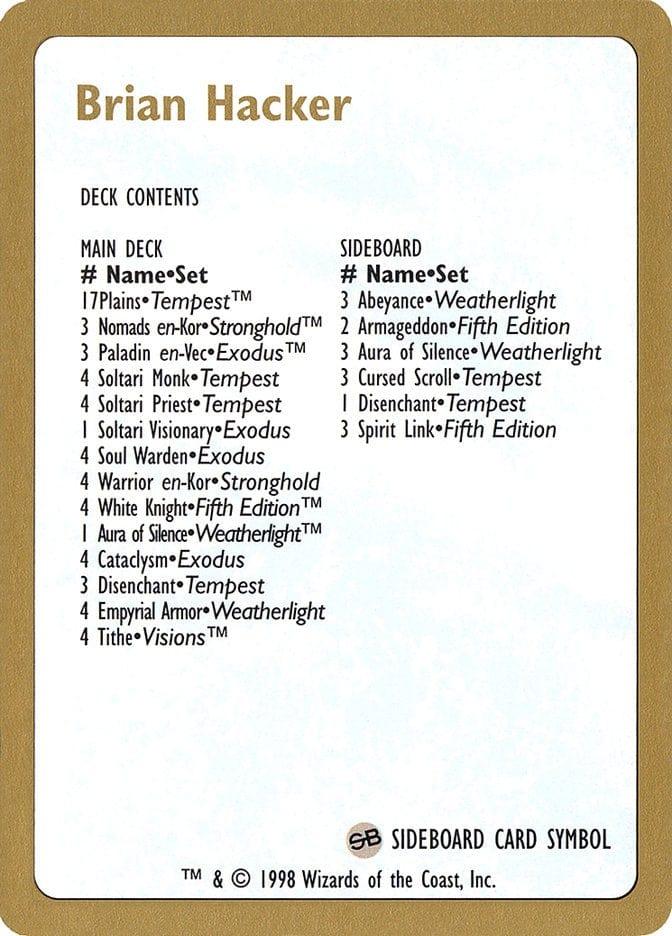 Brian Hacker Decklist [World Championship Decks 1998] - La Boîte Mystère ( The Mystery Box)