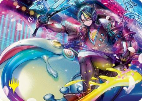 Tatsunari, Toad Rider Art Card (Gold-Stamped Signature) [Kamigawa: Neon Dynasty Art Series] - La Boîte Mystère ( The Mystery Box)