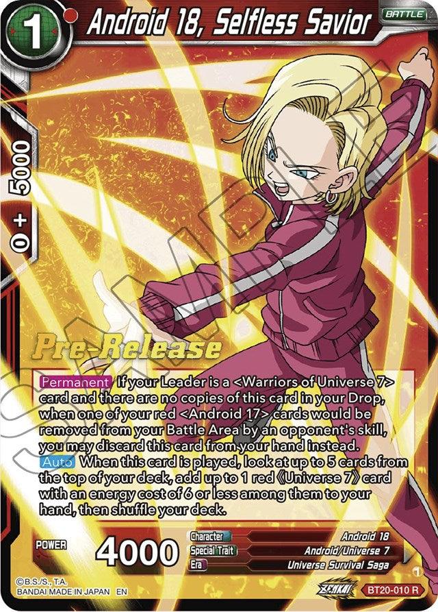 Android 18, Selfless Savior (BT20-010) [Power Absorbed Prerelease Promos] - La Boîte Mystère ( The Mystery Box)