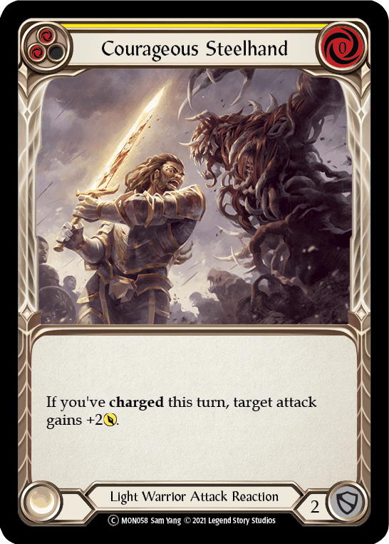Flesh And Blood Flesh And Blood Single Courageous Steelhand (Yellow) [U-MON058-RF] Unlimited Rainbow Foil