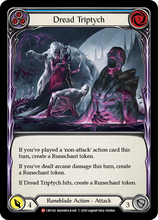 Flesh And Blood Flesh And Blood Single Dread Triptych [CRU142] 1st Edition Rainbow Foil