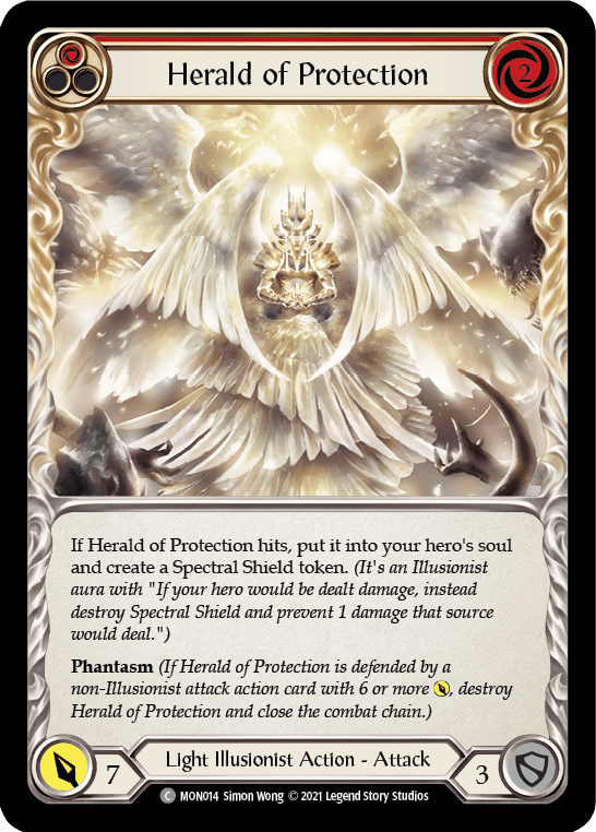 Flesh And Blood Flesh And Blood Single Herald of Protection (Red) [MON014-RF] 1st Edition Rainbow Foil