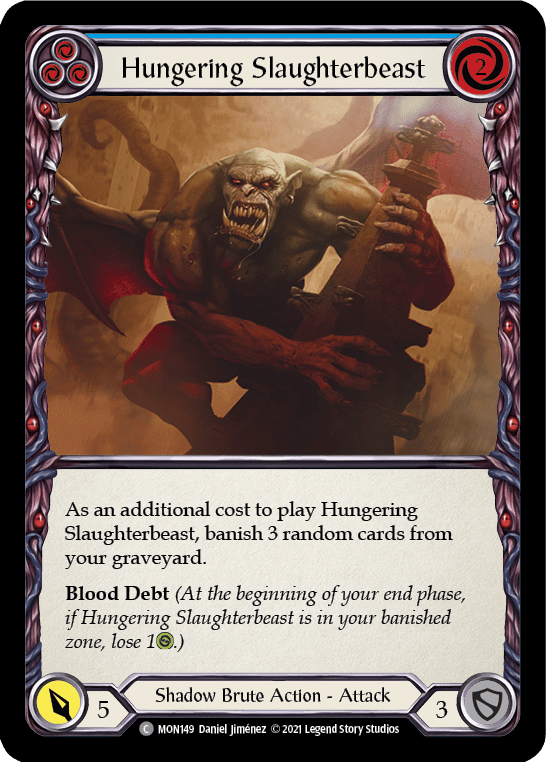 Flesh And Blood Flesh And Blood Single Hungering Slaughterbeast (Blue) [MON149-RF] 1st Edition Rainbow Foil
