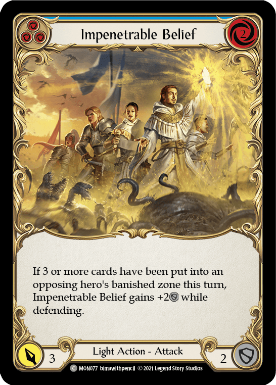 Flesh And Blood Flesh And Blood Single Impenetrable Belief (Blue) [MON077-RF] 1st Edition Rainbow Foil