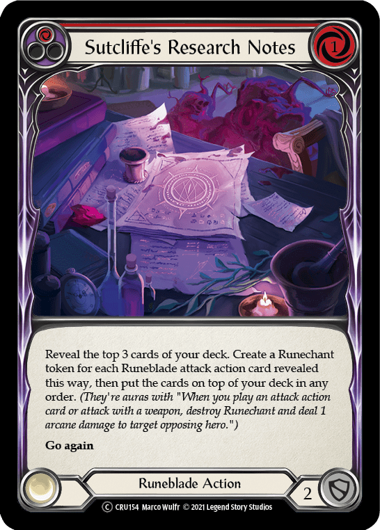 Flesh And Blood Flesh And Blood Single Sutcliffe's Research Notes (Red) [U-CRU154-RF] Unlimited Rainbow Foil