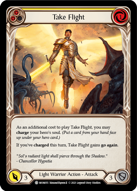 Flesh And Blood Flesh And Blood Single Take Flight (Yellow) [MON055-RF] 1st Edition Rainbow Foil