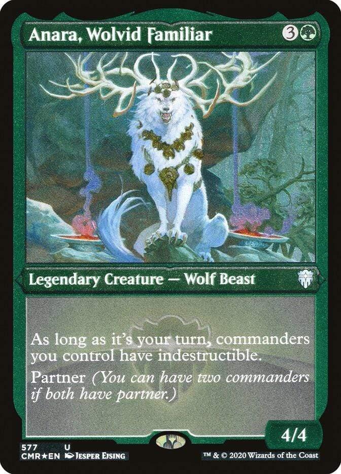 Magic: The Gathering MTG Single Anara, Wolvid Familiar [Commander Legends Etched]