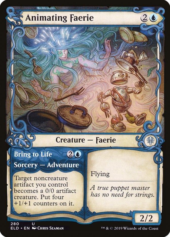 Magic: The Gathering MTG Single Animating Faerie // Bring to Life (Showcase) [Throne of Eldraine]