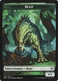 Magic: The Gathering MTG Single Beast // Saproling Double-sided Token [Commander: Zendikar Rising]