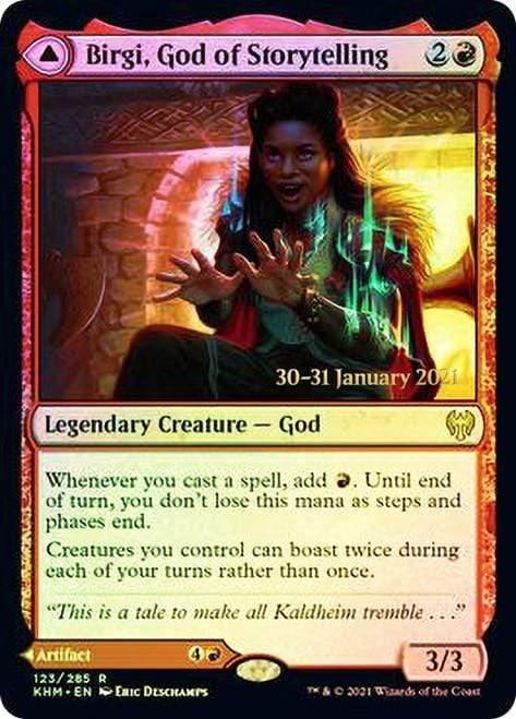 Magic: The Gathering MTG Single Birgi, God of Storytelling // Harnfel, Horn of Bounty  [Kaldheim Prerelease Promos]