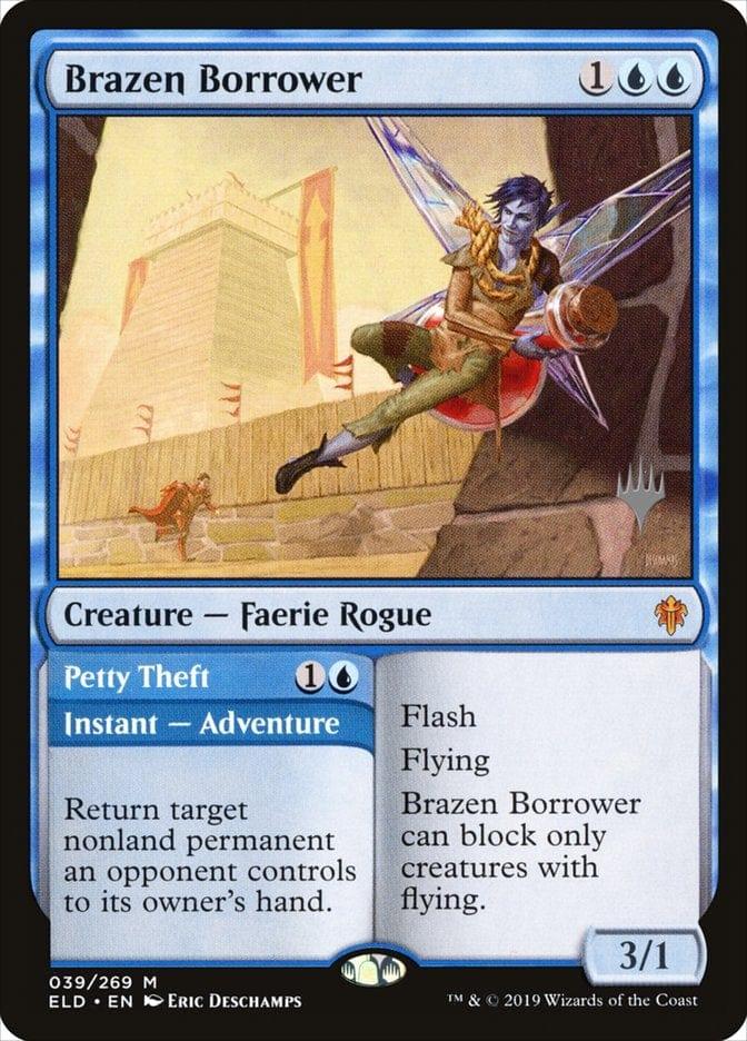 Magic: The Gathering MTG Single Brazen Borrower // Petty Theft (Promo Pack) [Throne of Eldraine Promos]