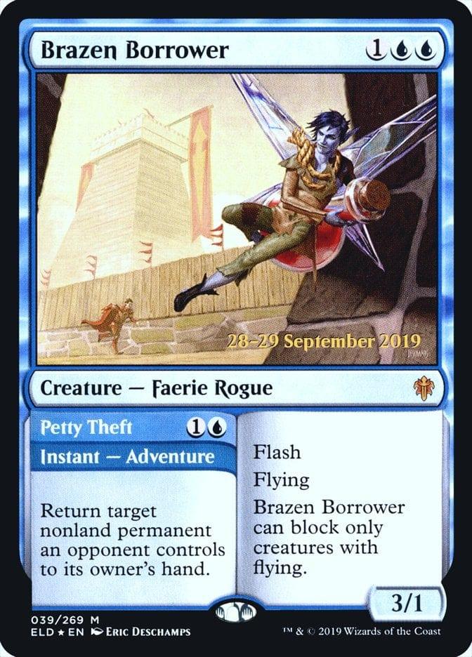 Magic: The Gathering MTG Single Brazen Borrower // Petty Theft  [Throne of Eldraine Prerelease Promos]