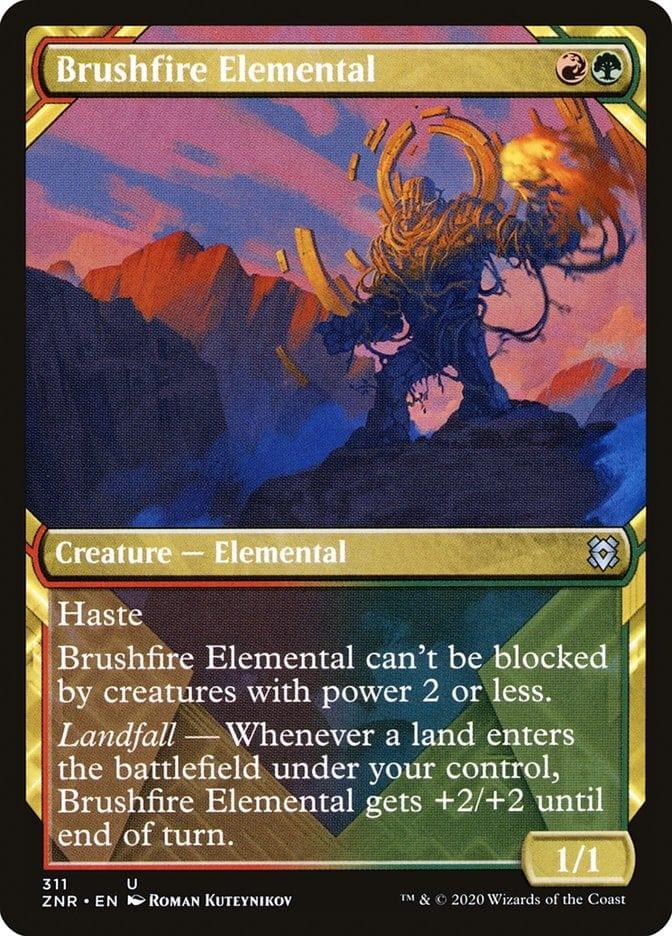 Magic: The Gathering MTG Single Brushfire Elemental (Showcase) [Zendikar Rising Extended Art]