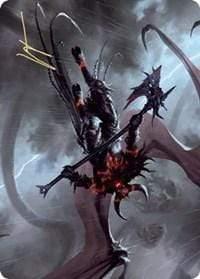 Magic: The Gathering MTG Single Burning-Rune Demon Art Card (Gold-Stamped Signature) [Kaldheim: Art Series]