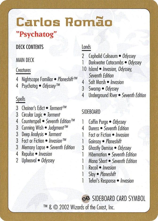 Magic: The Gathering MTG Single Carlos Romão Decklist [World Championship Decks 2002]