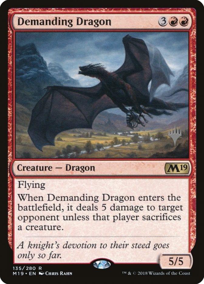 Magic: The Gathering MTG Single Demanding Dragon (Promo Pack) [Core Set 2019 Promos]