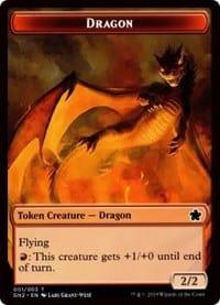Magic: The Gathering MTG Single Dragon (001) // Zombie Double-Sided Token [Game Night 2019]