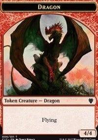 Magic: The Gathering MTG Single Dragon (006) // Gold (010) Double-sided Token [Commander 2017]