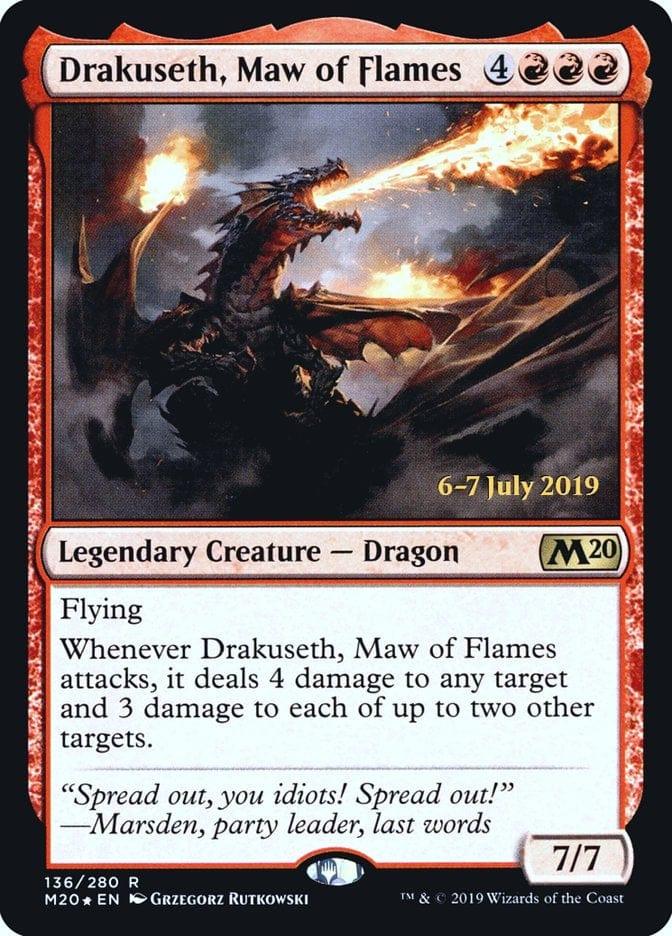 Magic: The Gathering MTG Single Drakuseth, Maw of Flames  [Core Set 2020 Prerelease Promos]