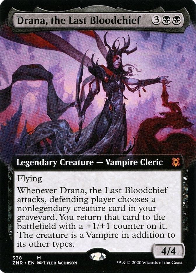 Magic: The Gathering MTG Single Drana, the Last Bloodchief (Extended) [Zendikar Rising Extended Art]