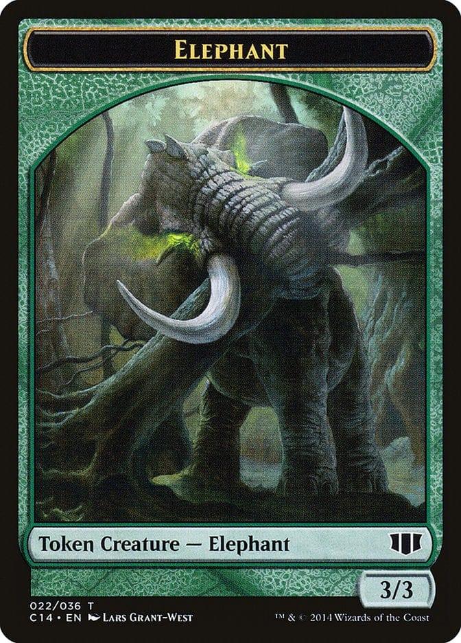 Magic: The Gathering MTG Single Elephant // Elf Warrior Double-sided Token [Commander 2014 Tokens]