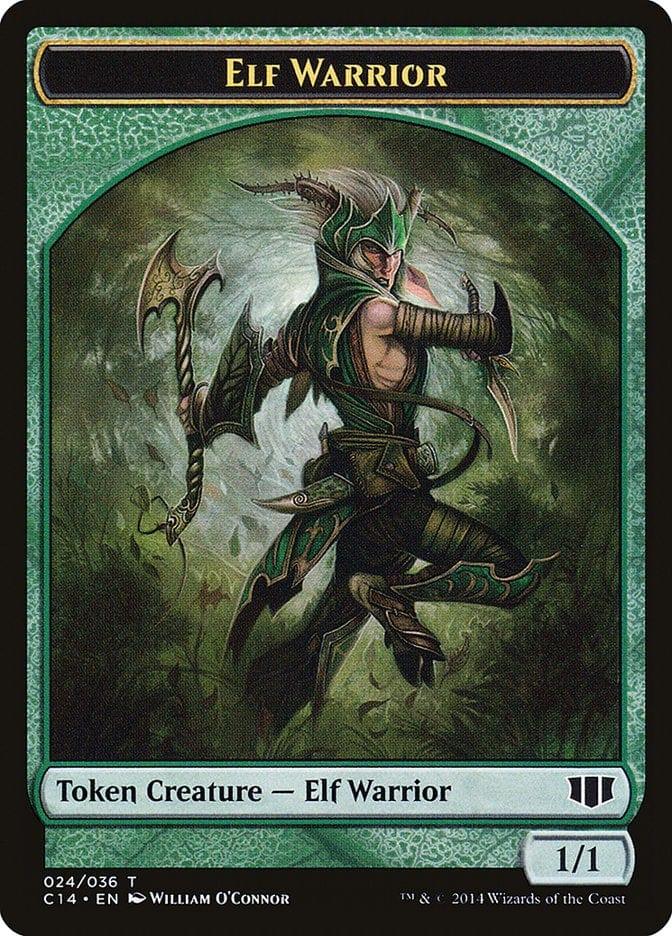 Magic: The Gathering MTG Single Elephant // Elf Warrior Double-sided Token [Commander 2014 Tokens]